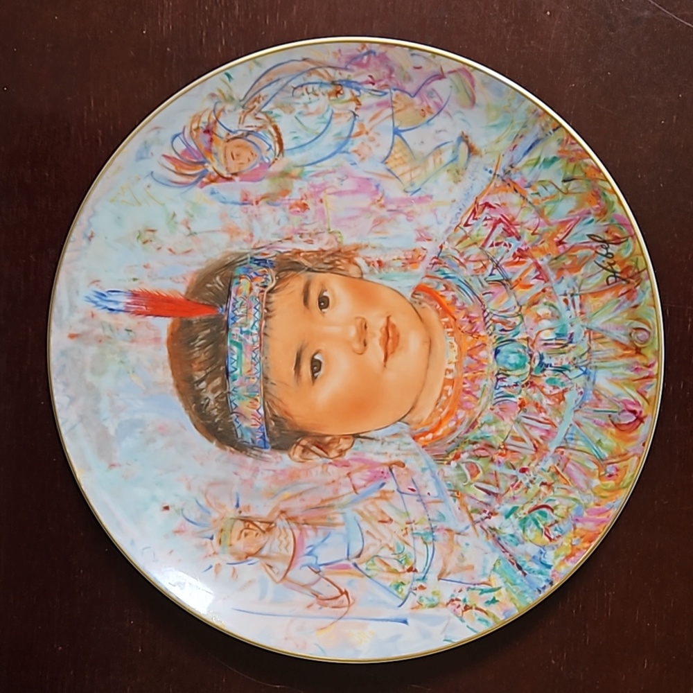 EDNA HIBEL  Hand Painted  "Chief Red Feather " 9.75 inch   Bone China Plate